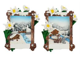 Magnet Bild Winter mit Edelweiss, 2 assortiert