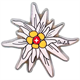 Magnet Edelweiss, bedruckt mit "Schweizer Kreuz", silber