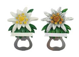 Magnet Edelweiss mit Flaschenöffner, 2 assortiert