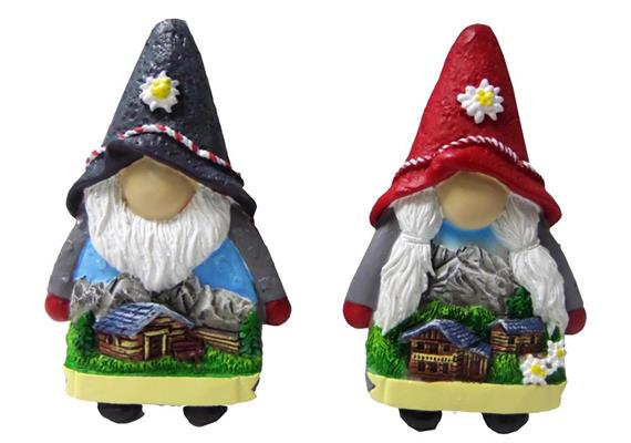 Magnet Gnom mit Landschaft und Edelweiss, 2 assortiert