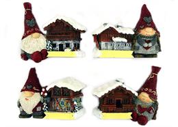 Magnet Gnom mit Winterhaus, 4 assortiert