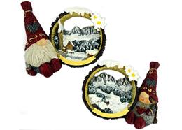 Magnet Gnom mit Winterlandschaftsbild, 2 assortiert