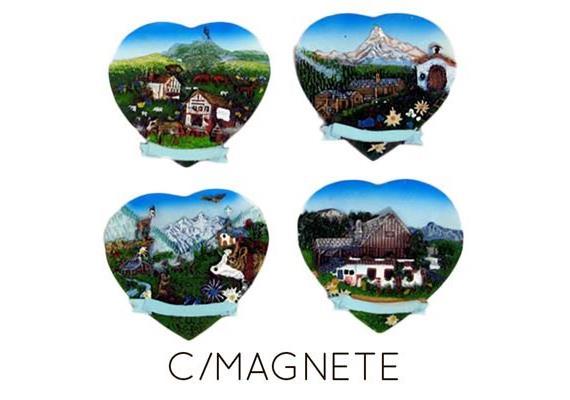 Magnet Herz Sommerlandschaft mit Berge, 4 assortiert