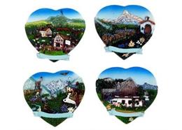 Magnet Herz Sommerlandschaft mit Berge, 4 assortiert