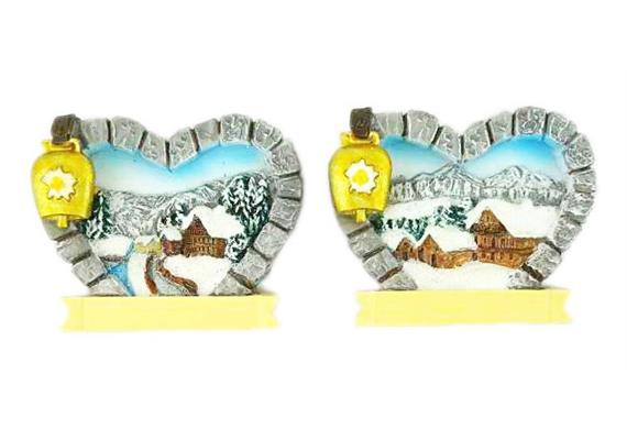 Magnet Herzförmig mit Glocke, 2 assortiert