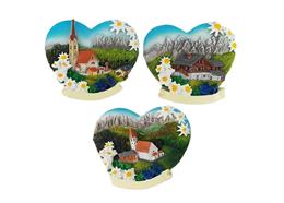 Magnet Herzförmig Sommer, 3 assortiert