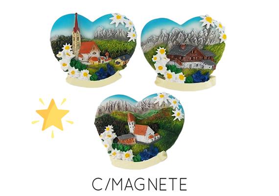 Magnet Herzförmig Sommer, 3 assortiert