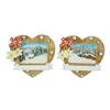 Magnet Holz Herz, Winterlandschaft mit Edelweiss, 2 assortiert