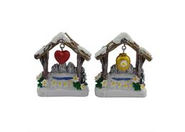 Magnet Holzhütte mit Glocke und Edelweiss, 2 assortiert