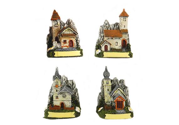 Magnet Kirche vor Berg mit Edelweiss 4 assortiert