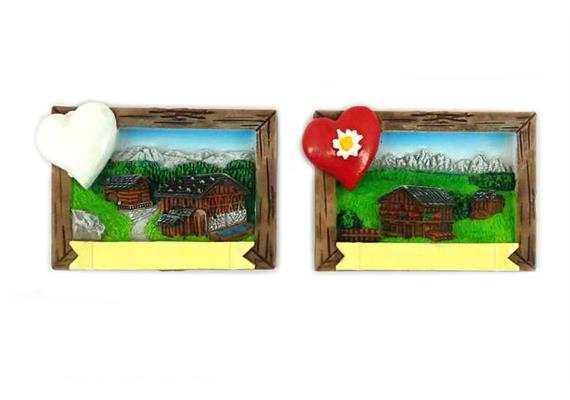Magnet Landschaft mit Holzrahmen, 2 assortiert