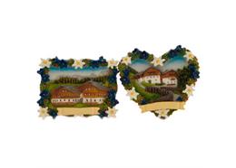 Magnet Landschaft mit Schlitten in Schriftart, 2 assortiert