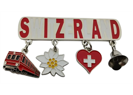 Magnet Metall Switzerland rot/weiss mit 4 Charms