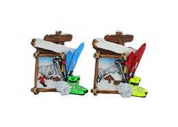 Magnet mit Holzbilderrahmen und Ski, 2 assortiert