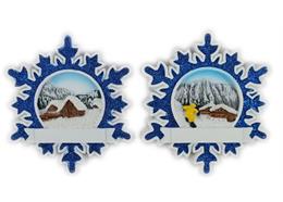 Magnet Schneeflocke mit Schneelandschaft, 2 assortiert