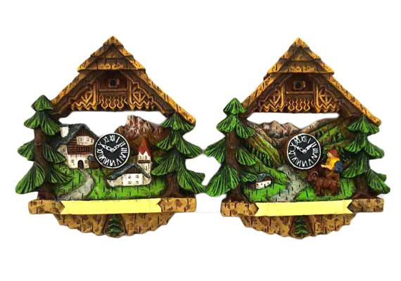 Magnet Sommer Almhaus mit Kuckuckuhr, 2 assortiert