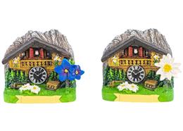 Magnet Sommer Almhaus mit Uhr, 2 assortiert