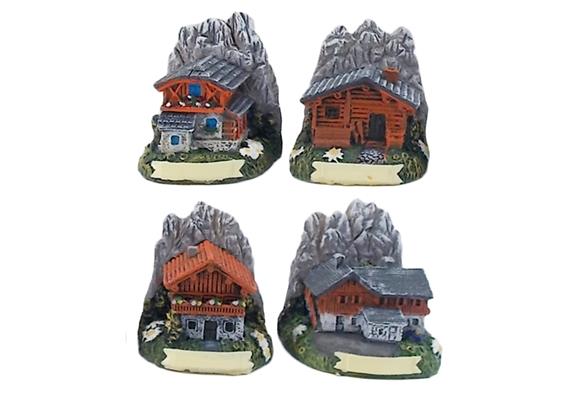 Magnet Sommer Häuser mit Berge, 4 assortiert