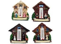 Magnet Sommer Haus mit Thermometer, 4 assortiert
