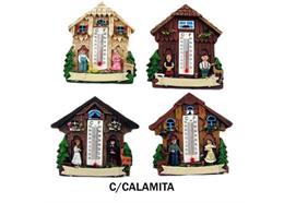 Magnet Sommer Haus mit Thermometer, 4 assortiert