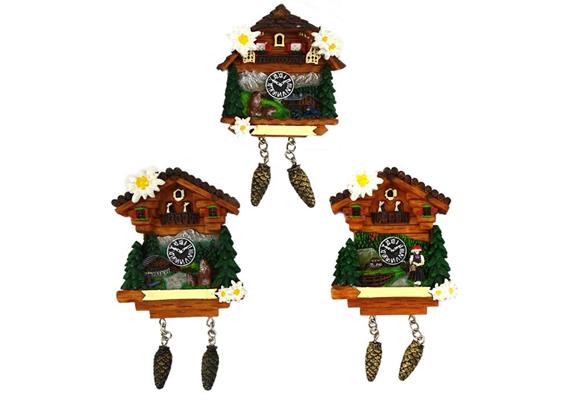 Magnet Sommer Kuckucksuhr, 3 assortiert