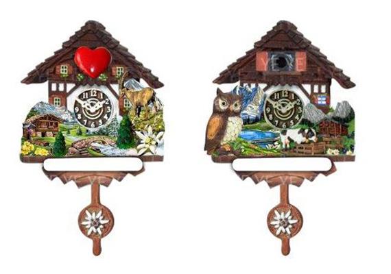 Magnet Sommer Kuckucksuhr mit Pendel, 2 assortiert