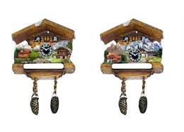 Magnet Sommer Kuckucksuhr mit Tannenzapfen, 2 assortiert