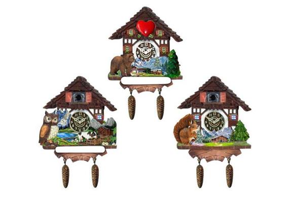 Magnet Sommer Kuckucksuhr mit Tannenzapfen, 2 assortiert