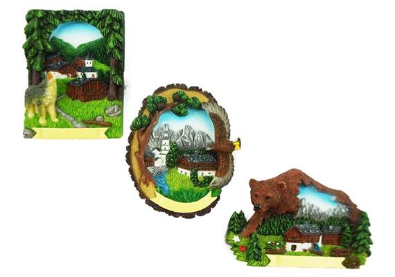 Magnet Sommer Tiere mit Landschaft, 3 assortiert