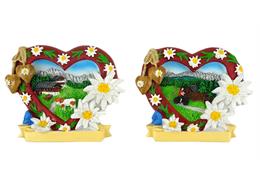 Magnet Sommerlandschaft Herz rot mit Edelweiss, 2 assortiert