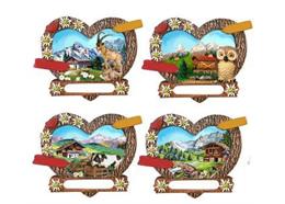 Magnet Sommerlandschaft Herzform mit Tieren, 4 assortiert