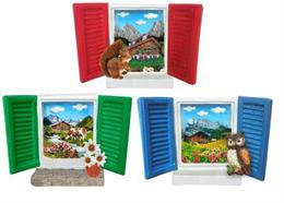 Magnet Sommerlandschaft in farbige Fesnter, 3 assortiert