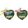 Magnet Sommerlandschaft in Holzherz mit Schlaufe, 2 assortiert