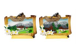 Magnet Sommerlandschaft in Holzrahmen, 7x5.5cm, 2 assortiert