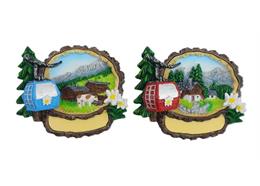 Magnet Sommerlandschaft in Holzrinde mit Gondel, 2 assortiert