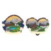 Magnet Sommerlandschaft in Holzrinde mit Häusern, 2 assortiert