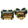 Magnet Sommerlandschaft mit Almhütte und Edelweiss / Enzianrahmen, 2 assortiert