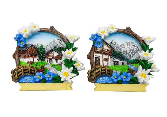 Magnet Sommerlandschaft mit Blumen, 2 assortiert