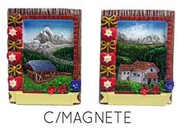 Magnet Sommerlandschaft mit Holzrahmen, 2 assortiert