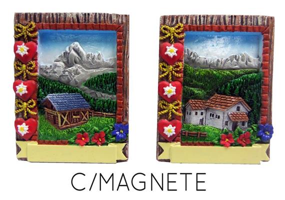 Magnet Sommerlandschaft mit Holzrahmen, 2 assortiert
