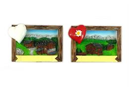 Magnet Sommerlandschaft mit Holzrahmen, 2 assortiert