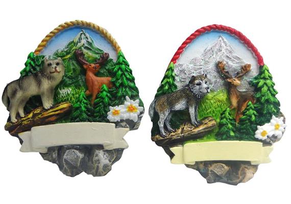 Magnet Sommerlandschaft mit Wolf, 2 assortiert
