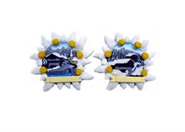 Magnet Winter Almhaus mit Edelweiss, 2 assortiert