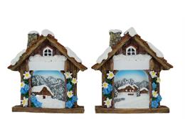 Magnet Winter Almhütte mit Alpenblumen, 2 assortiert