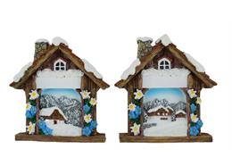 Magnet Winter Almhütte mit Alpenblumen, 5x6.5cm, 2 assortiert