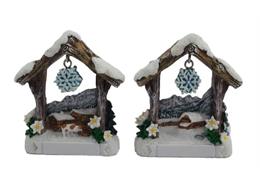 Magnet Winter Berghütte mit Schneeflocke, 2 assortiert