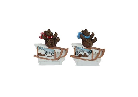 Magnet Winter Braunbär auf Schlitten, 2 assortiert