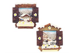 Magnet Winter Fenster mit Edelweiss, 2 assortiert