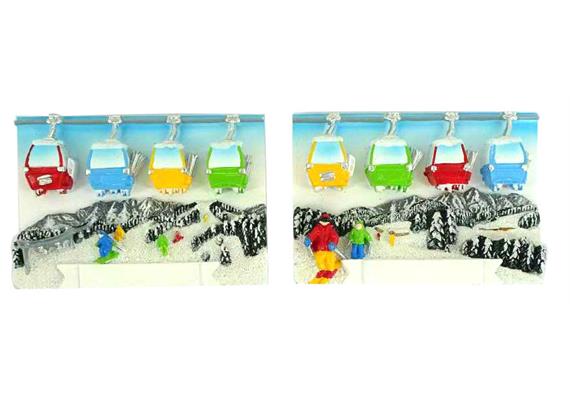 Magnet Winter Gondeln mit Skifahrer, 2 assortiert