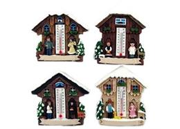 Magnet Winter Haus mit Thermometer, 4 assortiert